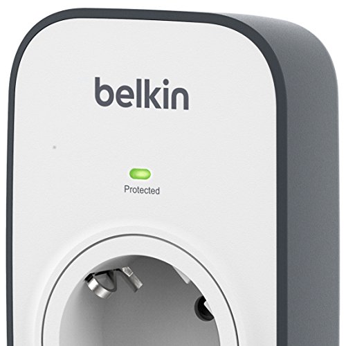 Belkin SurgeCube - Regleta de protección contra sobretensiones con 1 enchufe, montable en la pared, protección hasta 306 julios, blanco