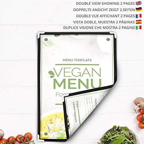 Belle Vous Funda para Cartas Restaurantes Pliegue Doble A5 (Pack de 10) Cartas para Restaurante Soporte para Menú Estilo Americano con Protectores de Esquina - para Bares, Cafés, Alimentos y Bebidas