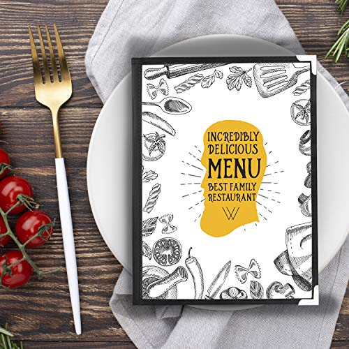 Belle Vous Funda para Cartas Restaurantes Pliegue Doble A5 (Pack de 5) Cartas para Restaurante Soporte para Menú Estilo Americano con Protectores de Esquina - para Bares, Cafés, Alimentos y Bebidas