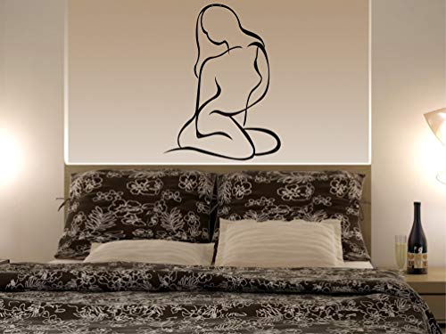 Belleza Arte de Pared - Silueta de Mujer 3D Decoración de Pared de Metal Decoración de Casa Oficina Dormitorio Salón Decoración Escultura (Negro, 46 x 61 cm)