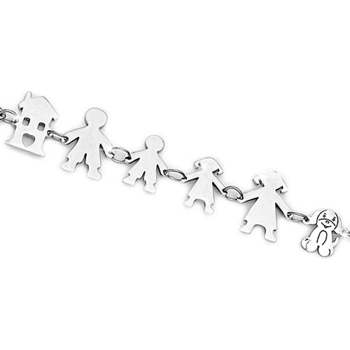 Beloved - Pulsera de familia para mujer o unisex, de acero, en diferentes variantes: pulsera para la mamá, papá, niño, niña, gato y perro (varias composiciones) GENITORI + BIMBO + BIMBA + CANE