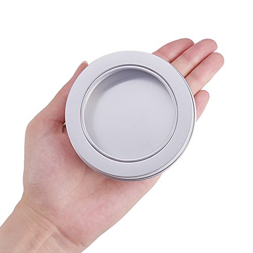 BENECREAT 14 Pack 100ml Latas de hojalata Latas de Aluminio Redondas con Tornillo Contenedores de la Tapa con Ventana Transparente: Ideal para almacenar Especias, Dulces, te o Regalos (Platinum)