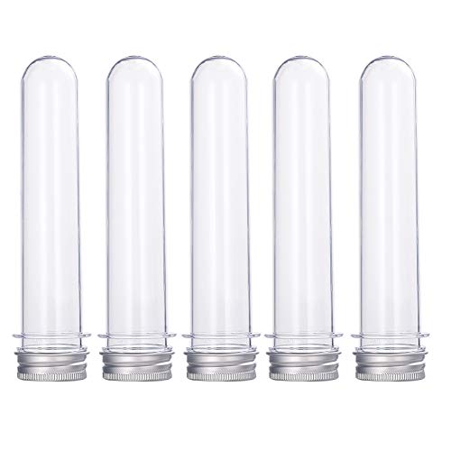 BENECREAT 20 Pack 50ml Tubos de Ensayo de Plástico con Tapas de Aluminio Botella de Ensayo de Prueba Recipiente de Almacenamiento para Dulces Caramelos Perlas