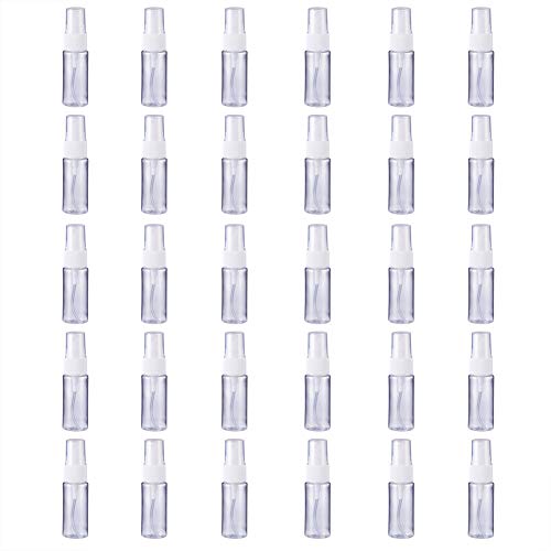 BENECREAT 30 Pack 20ml Botella Plástica Transparente Vacía de Aerosol de Niebla de Gota con Gotero de Transferencia Líquida Envase Rellenable para Productos de Belleza