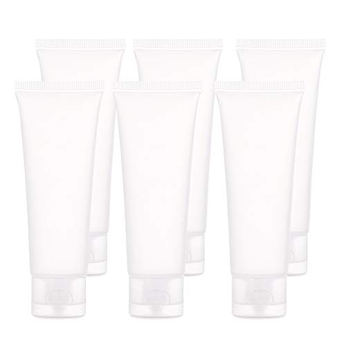 BENECREAT 30 Pack 50ml Botella Invertida Tubo Suave Cosmético Transparente Tubo de Empaquetado de Crema Champú Loción Tapa de Tirón, Blanco