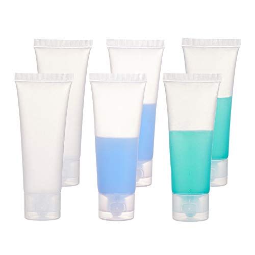 BENECREAT 30 Pack 50ml Botella Plástica de Viaje Tubo Suave Cosmético Transparente Tubo de Empaquetado de Crema Champú Loción con Tapa Volteada, Blanco