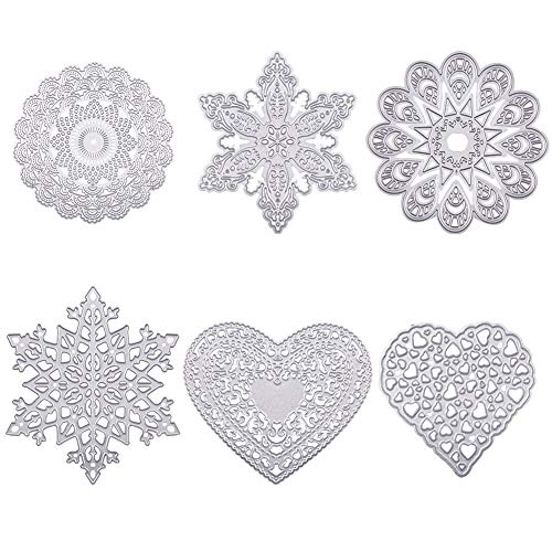 BENECREAT 6 Sets Troqueles Metal para Scrapbooking Álbum de Corte Artesanía Dcorativa de Manualidad, Flor, Nieve,Corazón