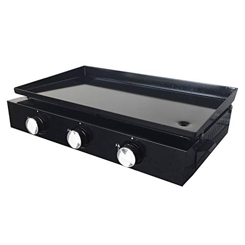 Beneffito Cooker - Plancha de Gas - 3 Quemadores de Acero Aluminizado - 6 KW de Potencia - Placa de Acero Inoxidable - Cocción Sana y Sabrosa