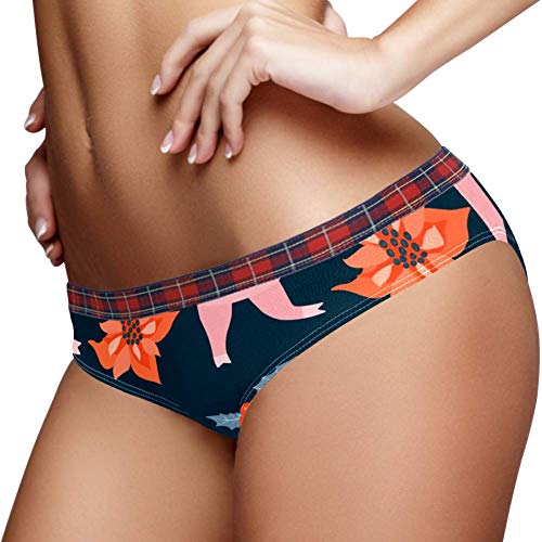 Bennigiry - Calzoncillos elásticos para mujer (algodón suave), diseño de cerdos, hojas de acebo y piruleta multicolor XXL