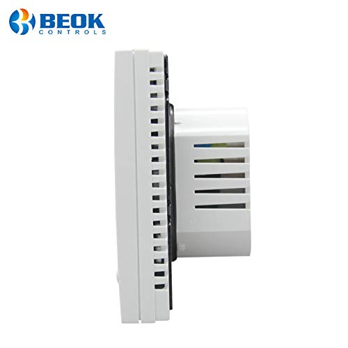 Beok BOT-313W 3A Termostato Programable Digital de Calefacción por Calderas de Gas,con Pantalla LCD Controlador de Temperatura de Luz de Fondo Blanco Funciona con Pilas