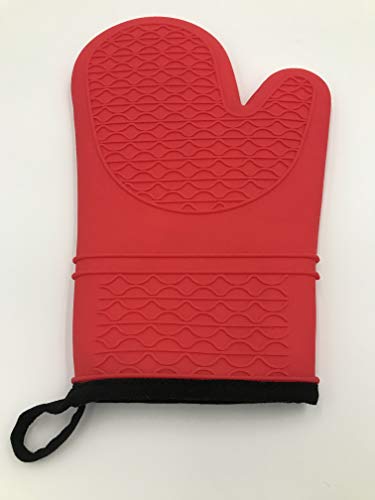 Berger Import - Guantes de silicona para horno, agarraderas, para barbacoa, horno, 1 pieza, extralargos y resistentes al calor, con forro interior suave, color rojo, también para manos extragrandes