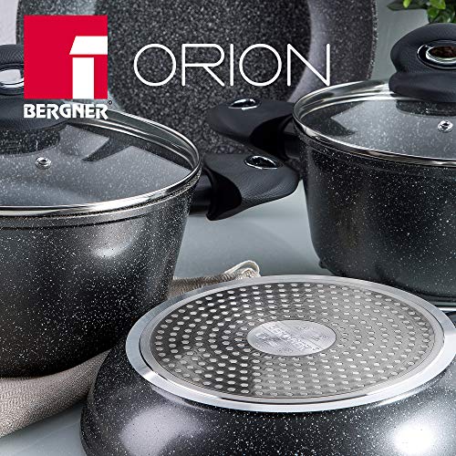 Bergner Q2921 Set 5pc batería de cocina aluminio forjado, inducción, Orion, Gris