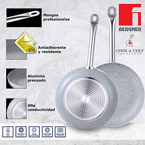 Bergner Q3025 Set 2 Sartenes, Aluminio Prensado, Inducción, Foodies, Gris