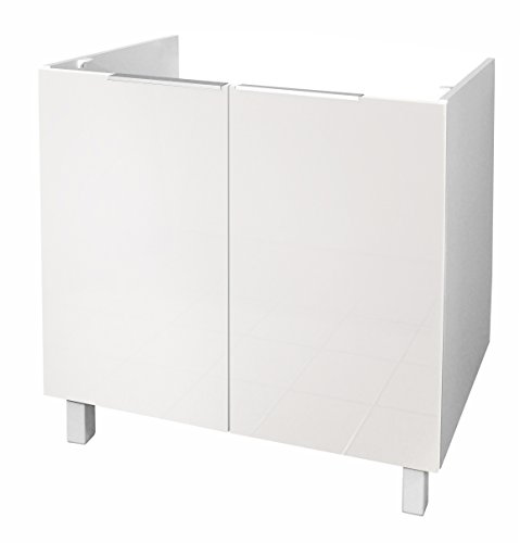 Berlenus AUCUNE - Caisson Evier Bas 80 cm Blanc Haute Brillance