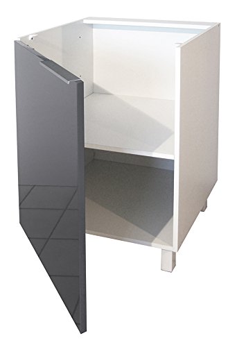 Berlenus CP6BG - Mueble bajo de Cocina con 1 Puerta (60 cm), Color Gris Brillante