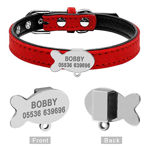 Berry personalizado acolchado collar para mascotas,Etiqueta de identificación de grabado de pescado deslizante para perros pequeños gatos,XS