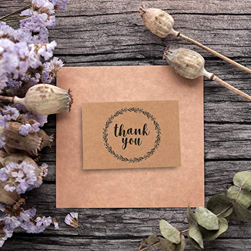 Best Paper Greetings - Tarjetas de agradecimiento con sobres (120 unidades), diseño rústico