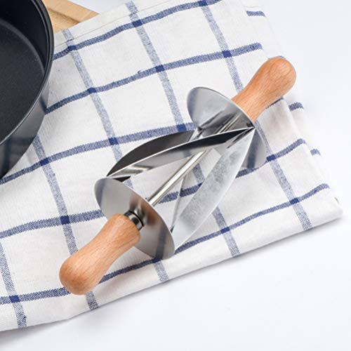 BESTonZON 2 Unids Cortador de Rodillo Croissant de Acero Inoxidable Pastelería Masa Rodillo Slicer con Mango De Madera para Hacer Croissant Hornear Herramientas