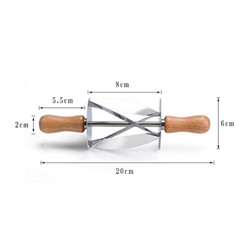 BESTonZON 2 Unids Cortador de Rodillo Croissant de Acero Inoxidable Pastelería Masa Rodillo Slicer con Mango De Madera para Hacer Croissant Hornear Herramientas