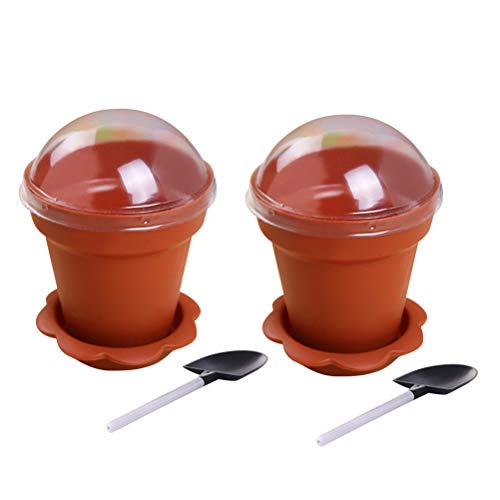 BESTonZON 20pcs Tazas de Pastel de Maceta con Tapa Pala Pala Bandeja Inferior Bandeja de Yogur de plástico contenedor de Postre para Mousse de Helado