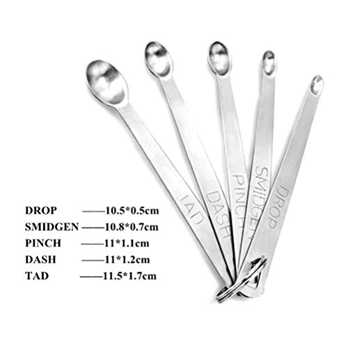 BESTonZON 5 Piezas de Cucharas medidoras de Acero Inoxidable para la medición en seco y los Ingredientes líquidos en la Cocina