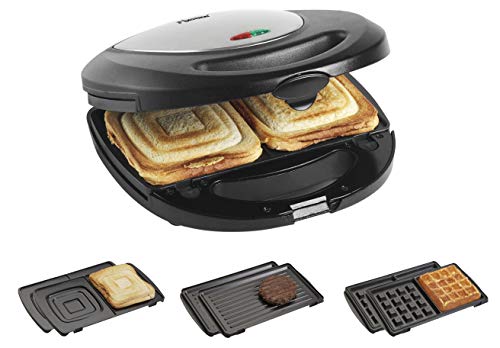 Bestron ASM8010 Parrilla Sandwichera 3 en 1, Revestimiento Antiadherente, 760 W, Plástico, Negro/Gris