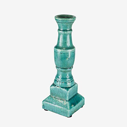 Better & Best 2662614 Candelabro para vela estrecha en terracota azul turquesa de cerámica, azul