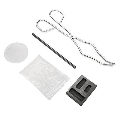 Bewinner Kit de fundición de joyería de Metal, Kit de fusión de 5 Piezas Tecnología de procesamiento de cerámica Moderna de Grafito de Alta pureza, sílice crisol + Varilla de Grafito