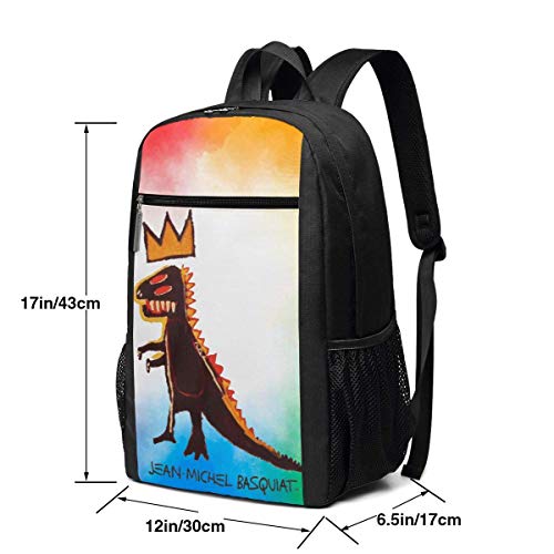 BGKO Jean Michel Basquiat Coronado Dino Mochila para portátil Mochila de Viaje Mochila Mochila 17 Pulgadas