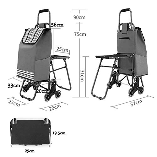 BGTRRYHY Carrito de Equipaje Plegable para Subir escaleras, Carrito de Compras con sillas, Bolsas de Equipaje Impermeables Resistentes al Desgaste portátiles Gruesas