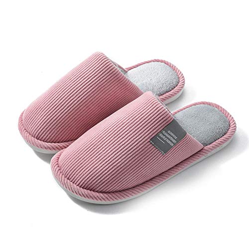 B/H Cálido Confortables Slippers,Pantuflas de Pana de Suela Gruesa de Invierno,Pantuflas Antideslizantes para trapear el Piso cálido-Pink_36-37,Zapatillas Suaves Antideslizantes de algodón de Felpa