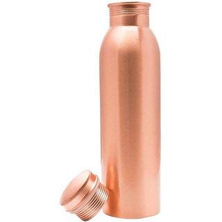 Bhuvika - Juego de 2 botellas de cobre con revestimiento lacqour antiempañamiento con tapa de diseño, 1000 ml, cobre