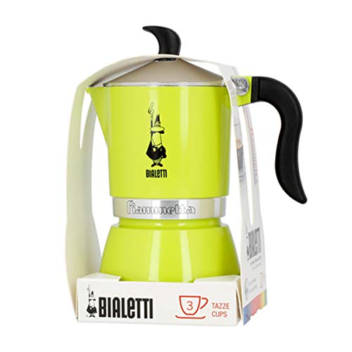 Bialetti Fiammetta, Cafetera 3 tazas, aluminio, Electric Lime