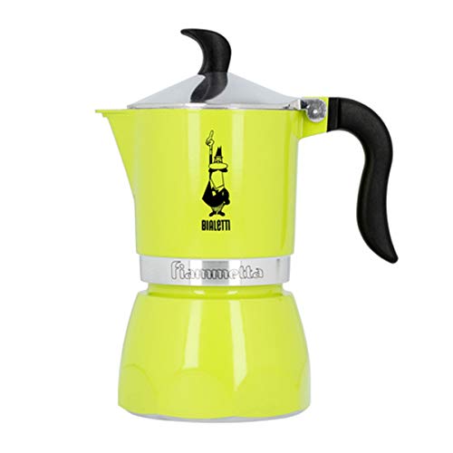 Bialetti Fiammetta, Cafetera 3 tazas, aluminio, Electric Lime