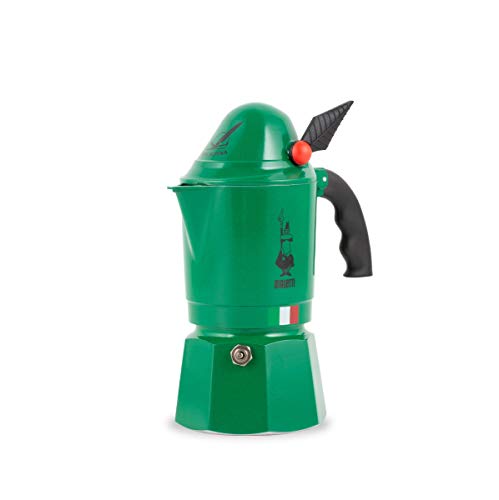 Bialetti Moka Express Alpina Cafetera Italiana Espresso, 3 Tazas, Aluminio, Verde