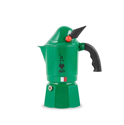 Bialetti Moka Express Alpina Cafetera Italiana Espresso, 3 Tazas, Aluminio, Verde