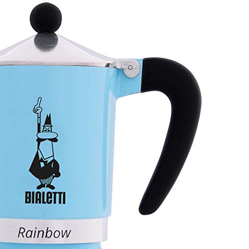 Bialetti Rainbow Cafetera italiana Espresso, 1 Taza, Aluminio, Azul