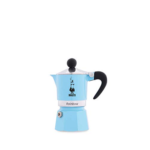 Bialetti Rainbow Cafetera italiana Espresso, 1 Taza, Aluminio, Azul