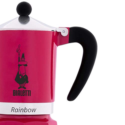 Bialetti Rainbow Cafetera Italiana espresso, 6 Tazas, Aluminio, Fucsia