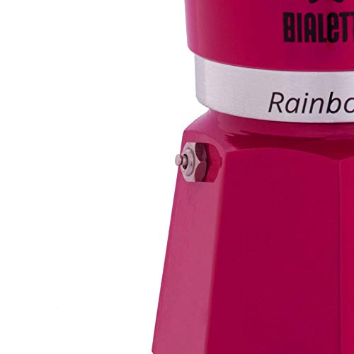 Bialetti Rainbow Cafetera Italiana espresso, 6 Tazas, Aluminio, Fucsia