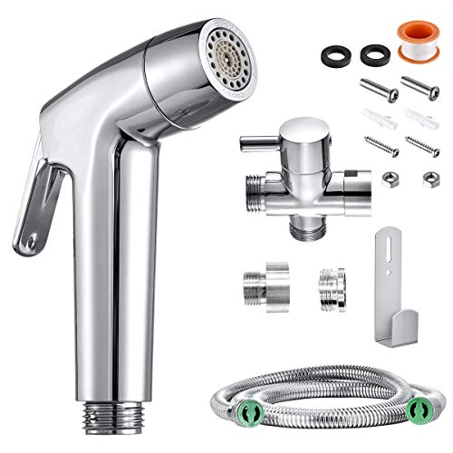 Bidet Handheld Sprayer Mano del Bidé Toilet Douche Paño de lavar Pañales Mano Grifos de Bidé con soporte de pared Hose Set Baño para mascotas, Closestool, Squatting Pan, Water Flower, Floor Cleaning