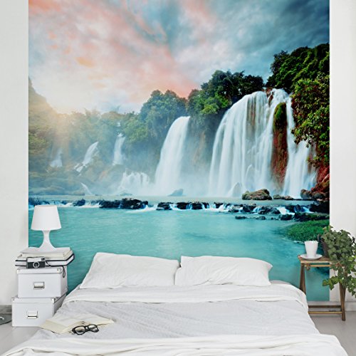 Bilderwelten Fotomural - Waterfall Panorama - Mural cuadrado papel pintado fotomurales murales pared papel para pared foto 3D mural pared barato decorativo, Dimensión Alto x Ancho: 288cm x 288cm