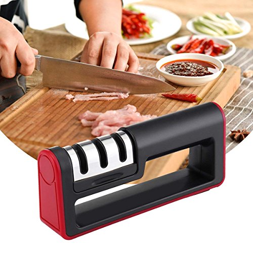 Bing YouMi Kitchen Sharpener - Afilador de Diamantes de Tres Niveles, Utilizado para Cuchillos Rectos, Cuchillos de cerámica, Tijeras, diseño ergonómico, Seguro y fácil de Usar