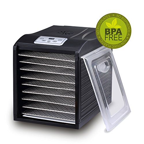 Bio Chef Deshidratador de Alimentos Arizona Sol 9 bandejas – 700W, Temporizador 19.5h, Temperatura 35-70º, Bandejas Acero Inoxidable, BPA Free, Garantía 3 años (Negro)