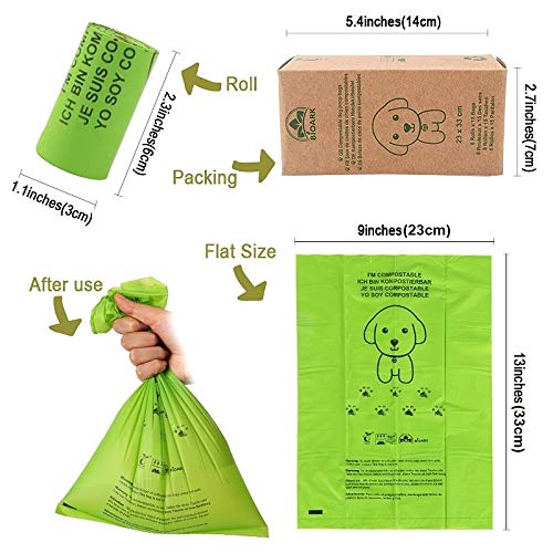 BIOARK 100% Bolsas de Basura para Perros compostables para Mascotas con Aroma a jazmín