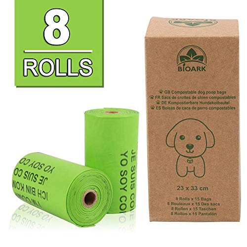 BIOARK 100% Bolsas de Basura para Perros compostables para Mascotas con Aroma a jazmín