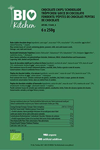 BioKitchen - Pepitas de chocolate ecológico (6 envases de 250 g)