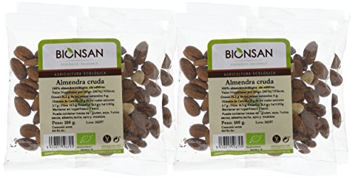 Bionsan Almendra Cruda Ecológica con Piel | 4 Paquetes de 100 gr | Total: 400 gr