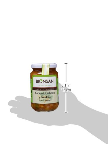 Bionsan Cocido Ecológico de Garbanzos con Verduras - 6 botes de 370 gr - Total: 2220 gr