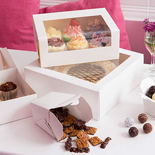 BIOZOYG Cajas para 4 Magdalenas, Cupcake Muffin con Inserto y Ventana de visión Grande I 25 Pieza de Cajas para pastelería Cajas de Regalo Bio Caja Blanca para Llevar Caja de cartón Biodegradable